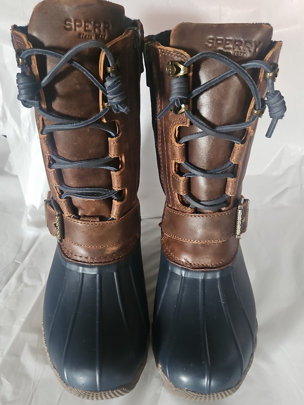 Sperry Brown Leather and Navy Waterproof Duck Boots